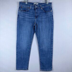 Levis Boyfriend Skinny Jeans Womens Size 30 Mid Rise Medium Wash Stretch Blue